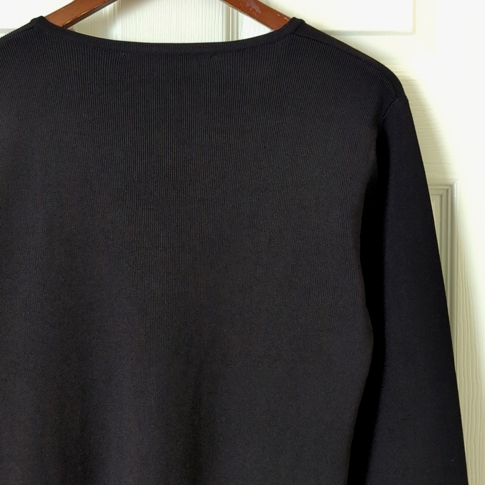 Michelle Nicole Floral Embroidered & Beaded Ribbed Knit V-neck Cardigan Black M - Picture 10 of 10